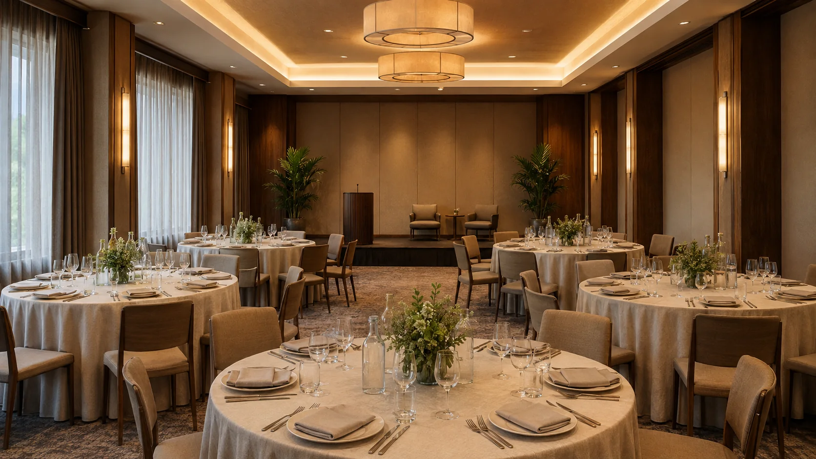 Illustrative banquet hall interior concept