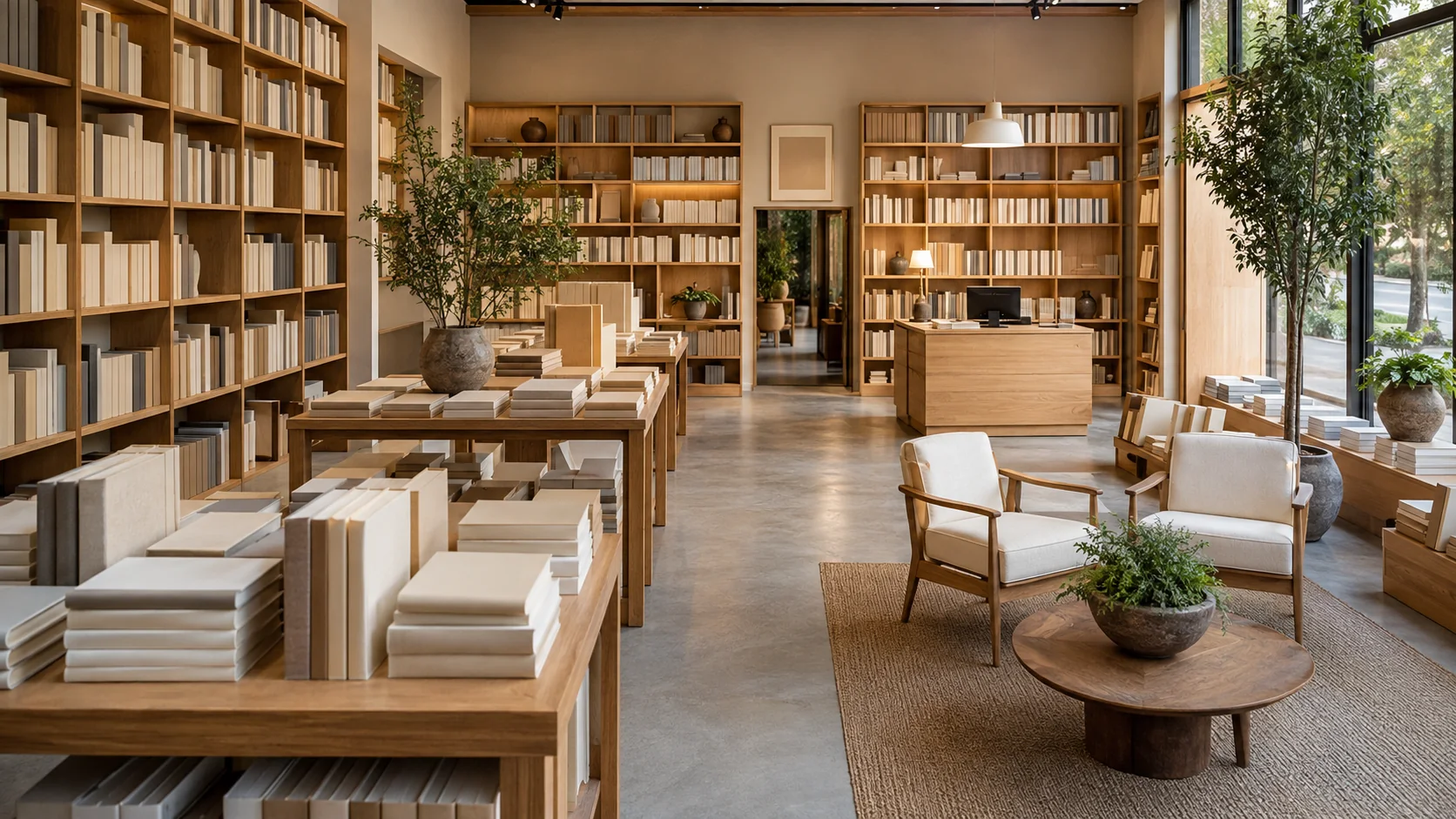Illustrative bookstore interior concept