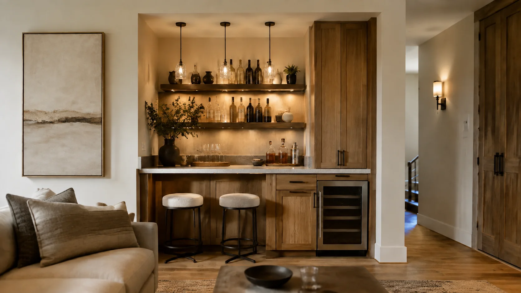 Illustrative home bar interior concept