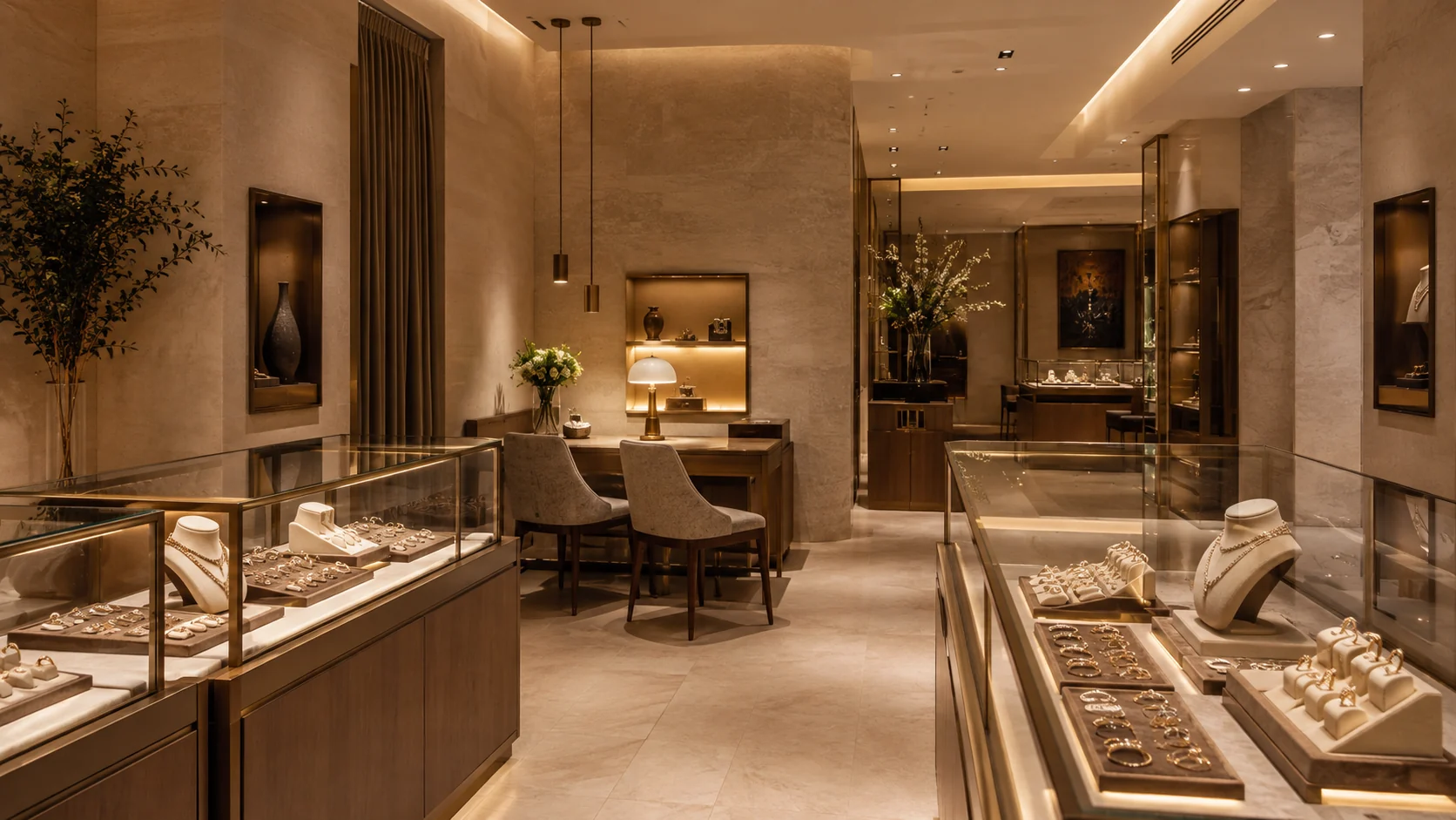 Illustrative jewelry store interior concept