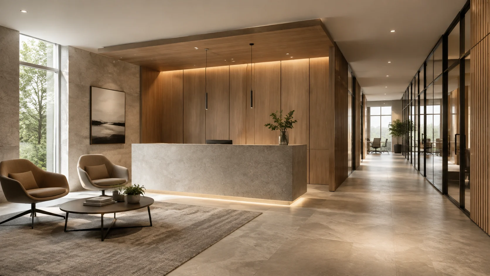 Illustrative office reception interior concept