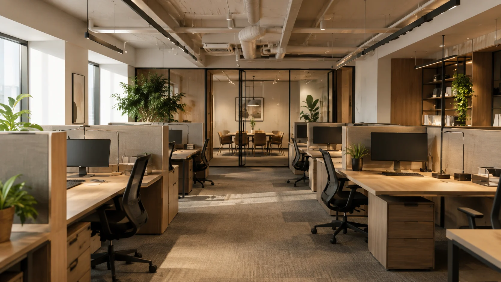 Illustrative open office interior concept