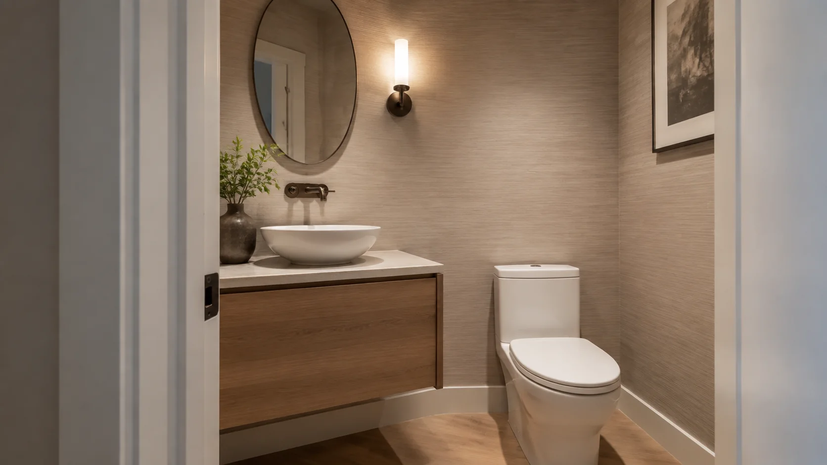 Illustrative powder room interior concept